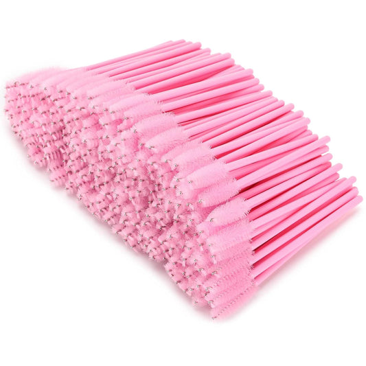 300 Disposable Spoolies Mascara Eyelash Wands Brush Applicator for Eyelash Extension Eyebrow and Makeup Pink