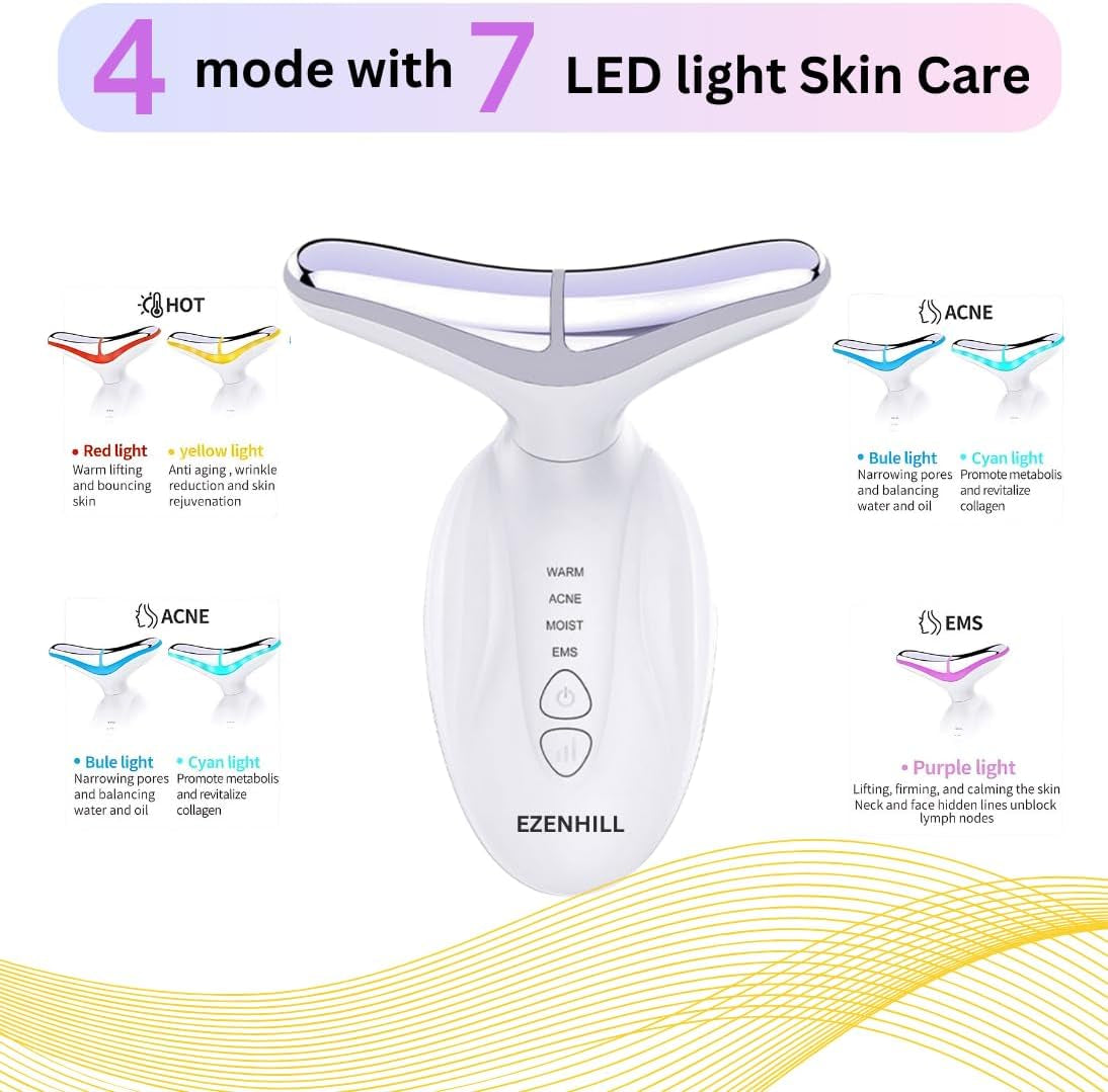 Led Facial Sculptor Red Light Therapy for Face and Neck Lift Device Facial Massager, Face Sculpting Tool with 4 Modes and 7 Colors Home Neck Tightening Device for Skin Care